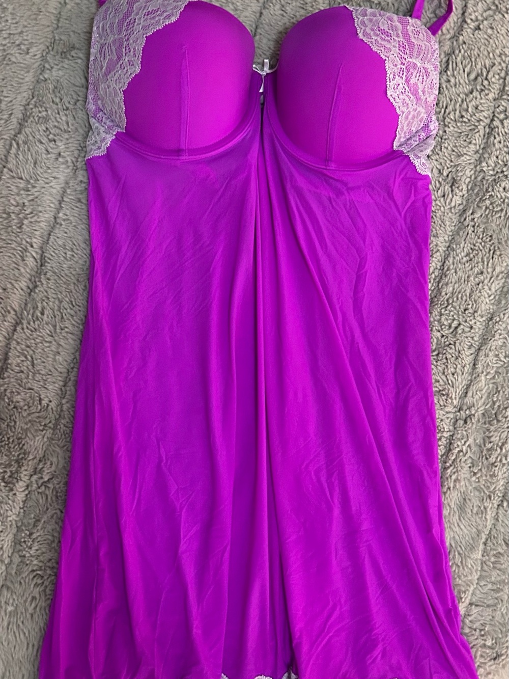 Victoria's Secret Fuchsia Lace-Trim Chemise
